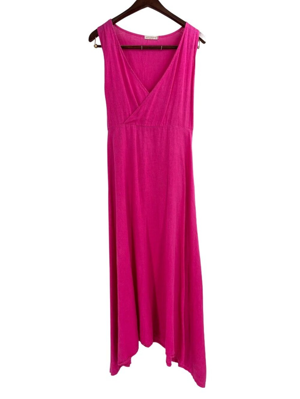 Stella Martini Sleeveless Linen Maxi Dress Made in Italy Pink Lagenlook XL